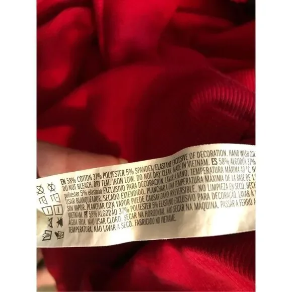 Forever 21 ribbed long sleeve red faux turtleneck with embroidered “over it” - Picture 9 of 9